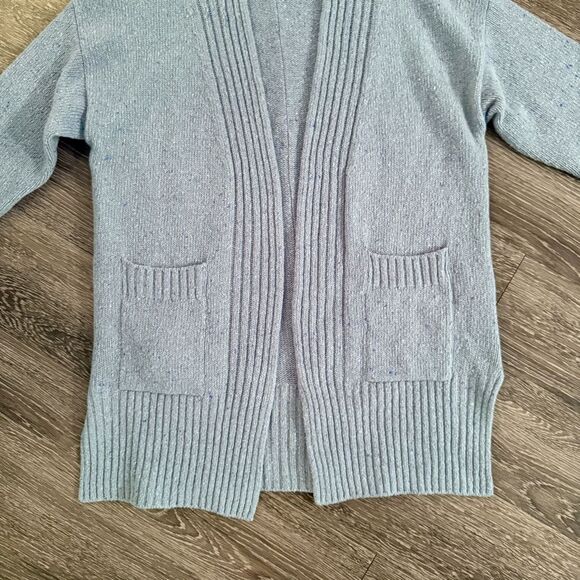 Woolovers Light Blue Lambswool Cashmere Open Sweater - Picture 3 of 7